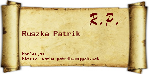 Ruszka Patrik névjegykártya